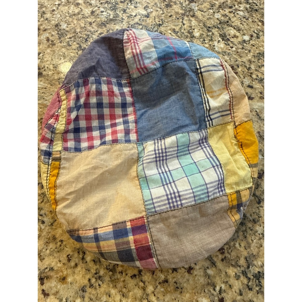 Vintage Stetson Patchwork Newsboy Cap Plaid Madras Flat Cap Size 7 1/8 Snap Brim
